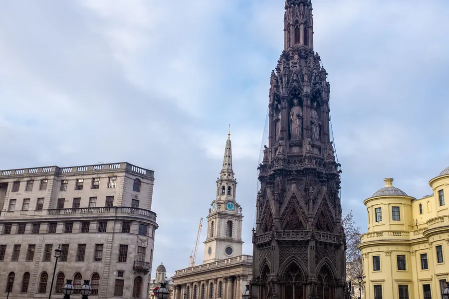 Eleanor Cross (Charing Cross) and St Martin in the Fields