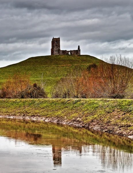 A view of Burrow Mump from the village of Burrowbridge, Somerset