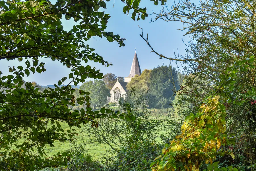 Alfriston Church from afar