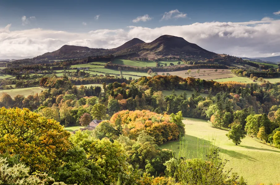 ‘Scott’s View’ of the Eildon Hills, near Dryburgh but not on the route