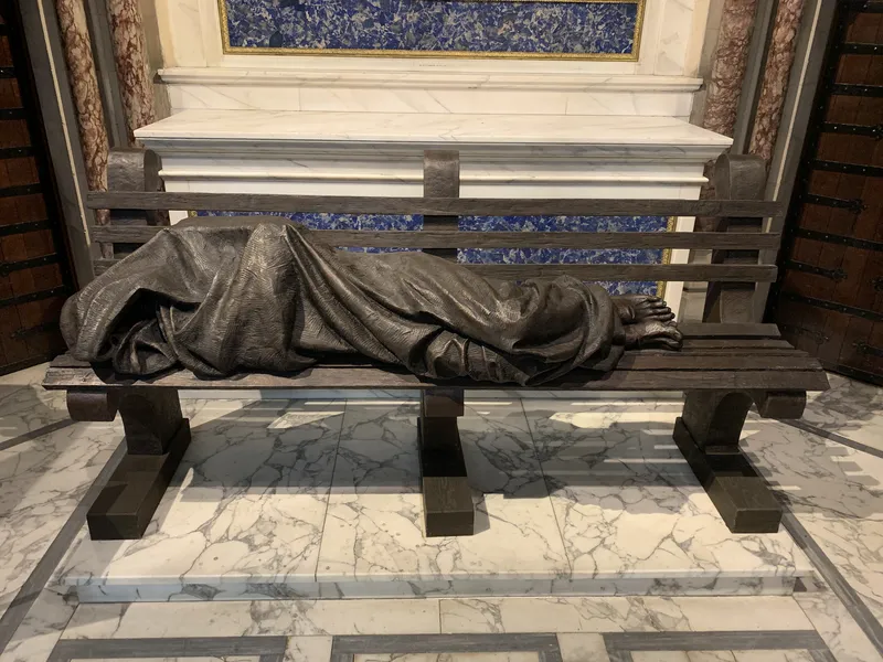 Homeless / Jesus sculpture, Farm Street