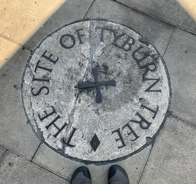 Tyburn Tree on Marble Arch Roundabout