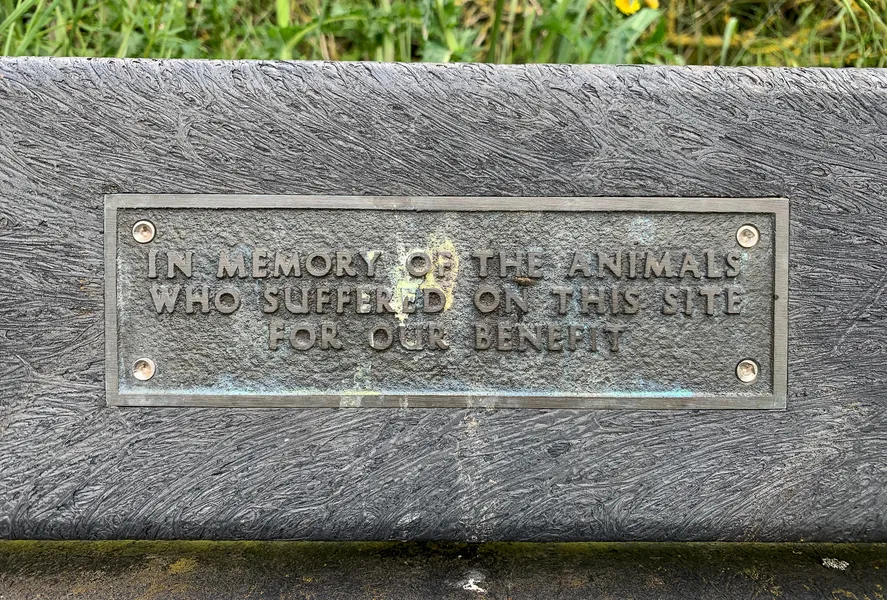 Bench shrine to animals tested on