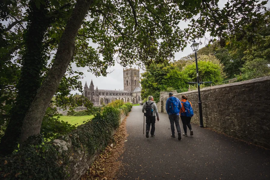 Approaching St Davids Cathedral