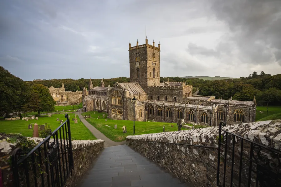 Approaching St Davids Cathedral