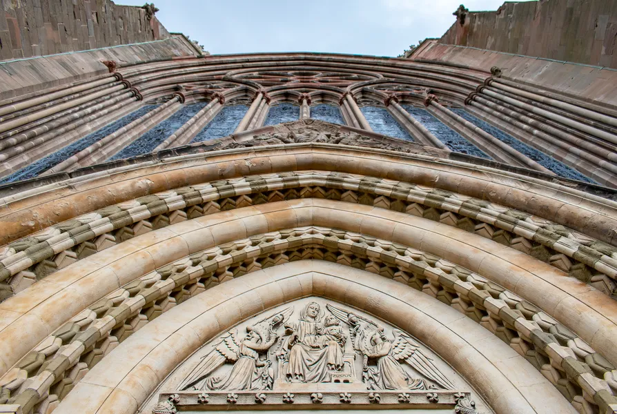 Worcester Cathedral West Front, looking up