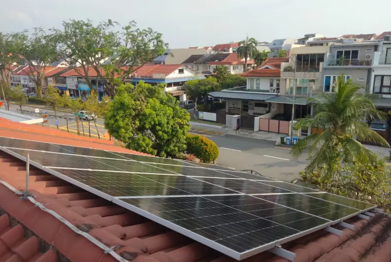 Solar panels on a tiled pitched roof in Singapore — Sunollo installation