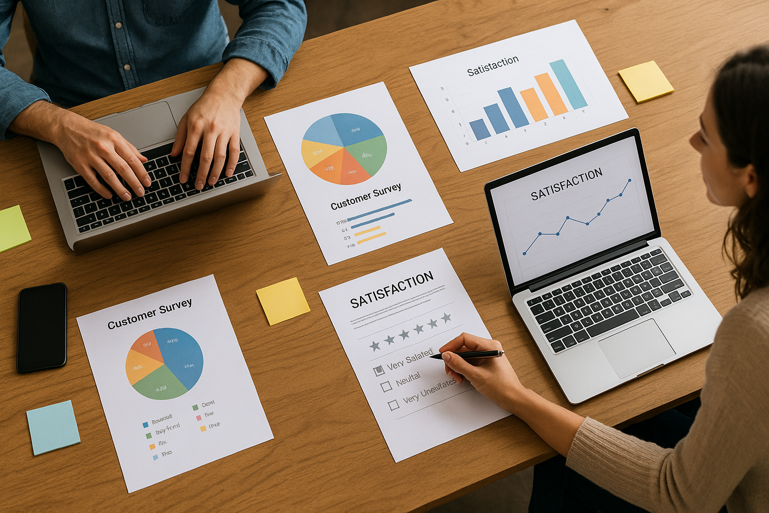 Deux employés qui analysent les retour clients
