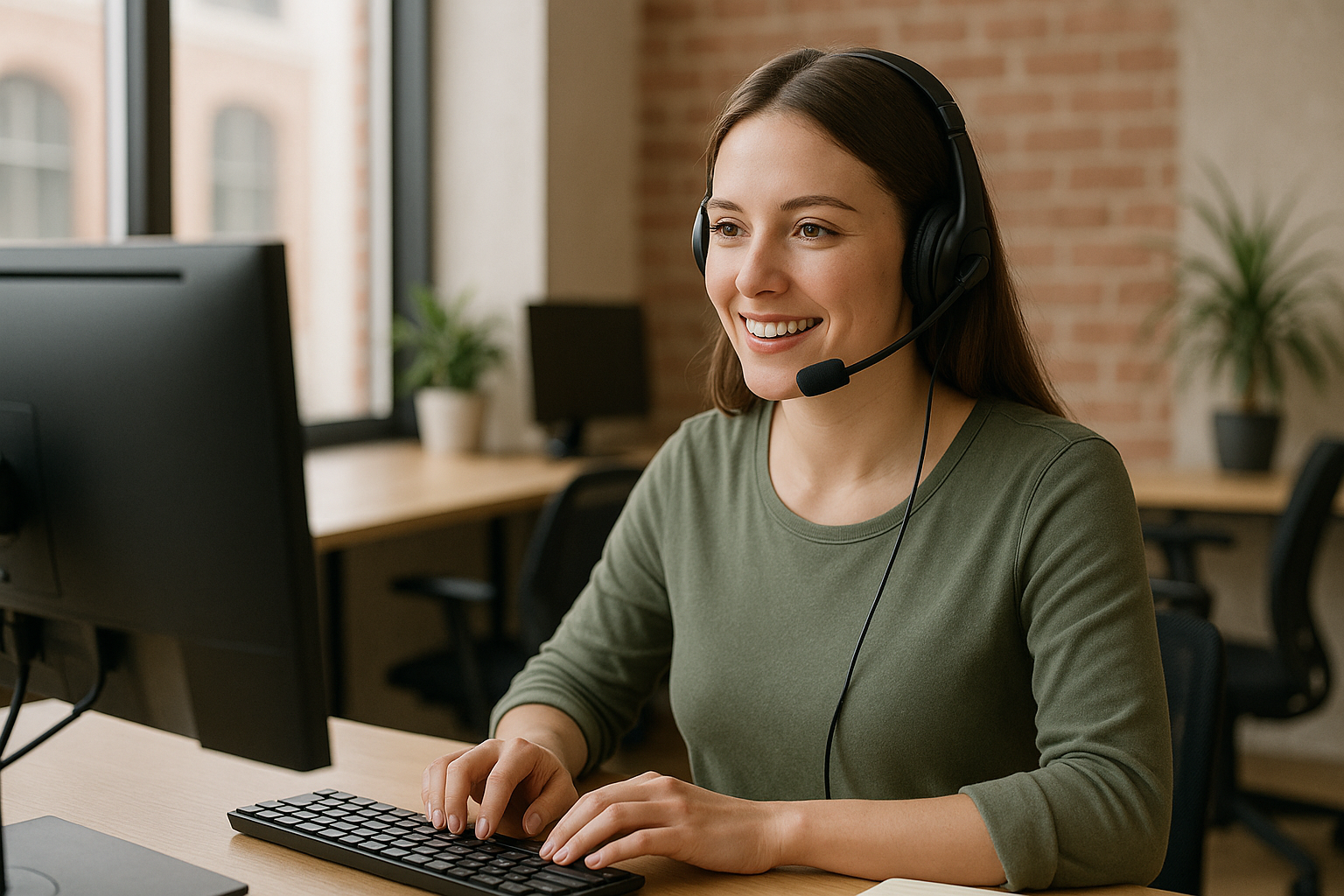 une employée en plein assistance clientele