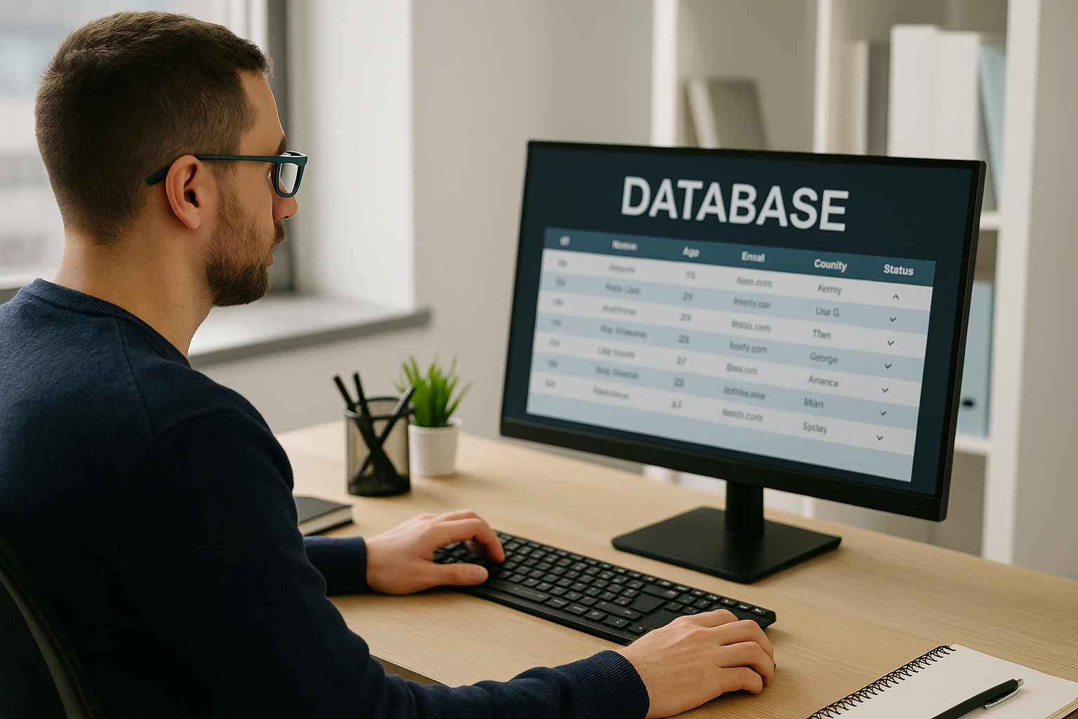 un employé qui consulte une base de connaissance
