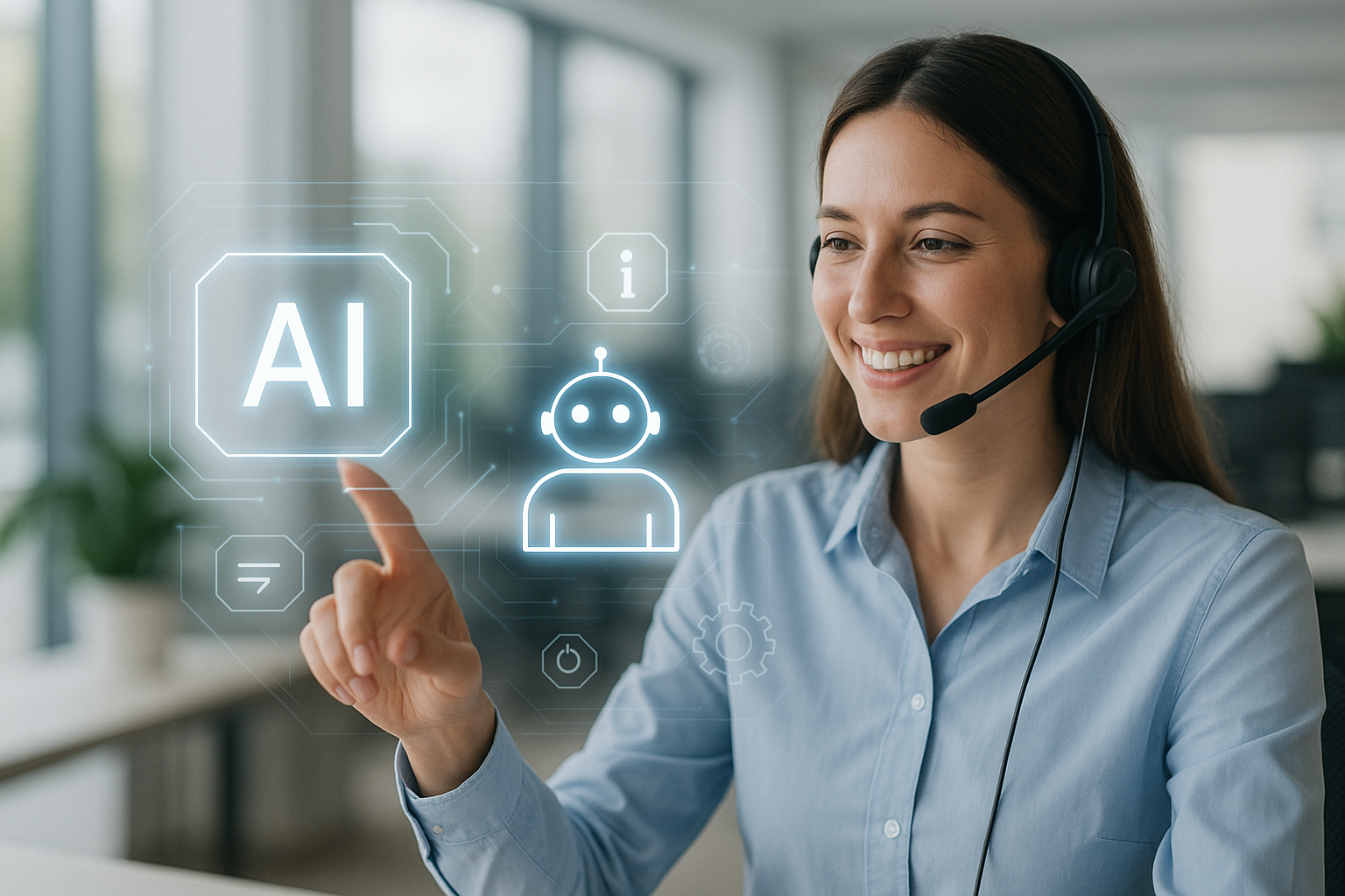 une employée qui intéragit avec une solution ia