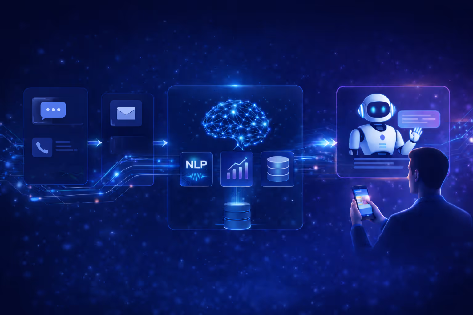 fonctionnement agent conversationnel IA avec NLP, machine learning et automatisation du support client pour améliorer l’expérience client