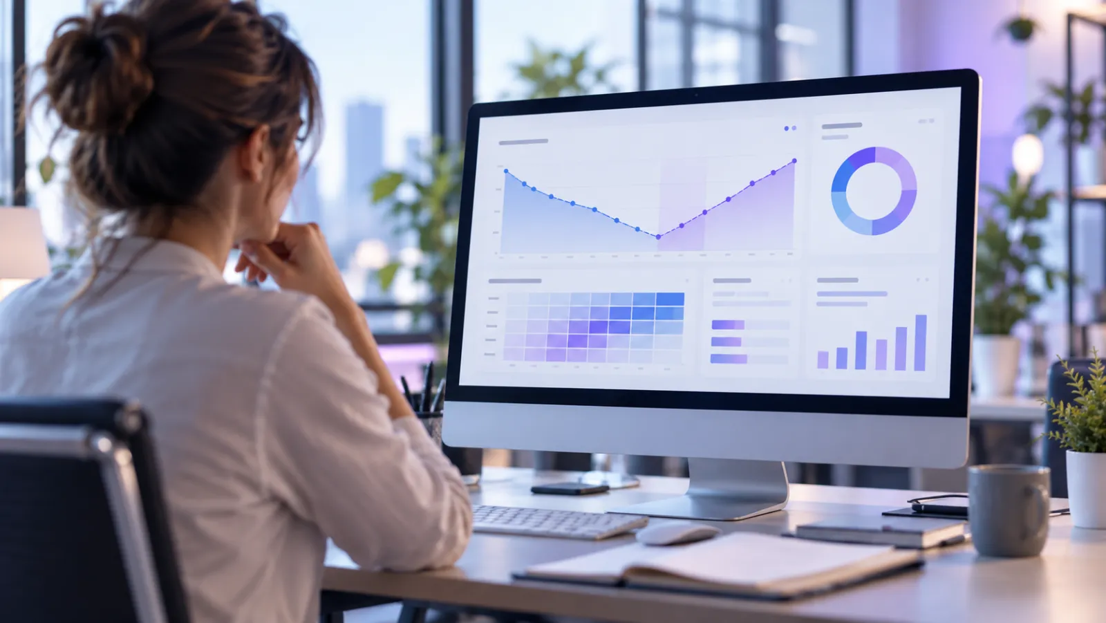 taux de churn - responsable qui analyse un tableau de bord de rétention client
