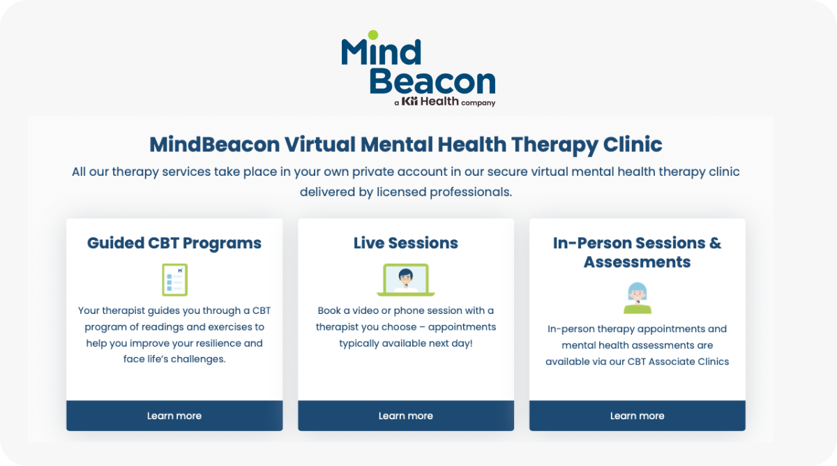 mind beacon offers cbt programs hrough their wellness platform for employees