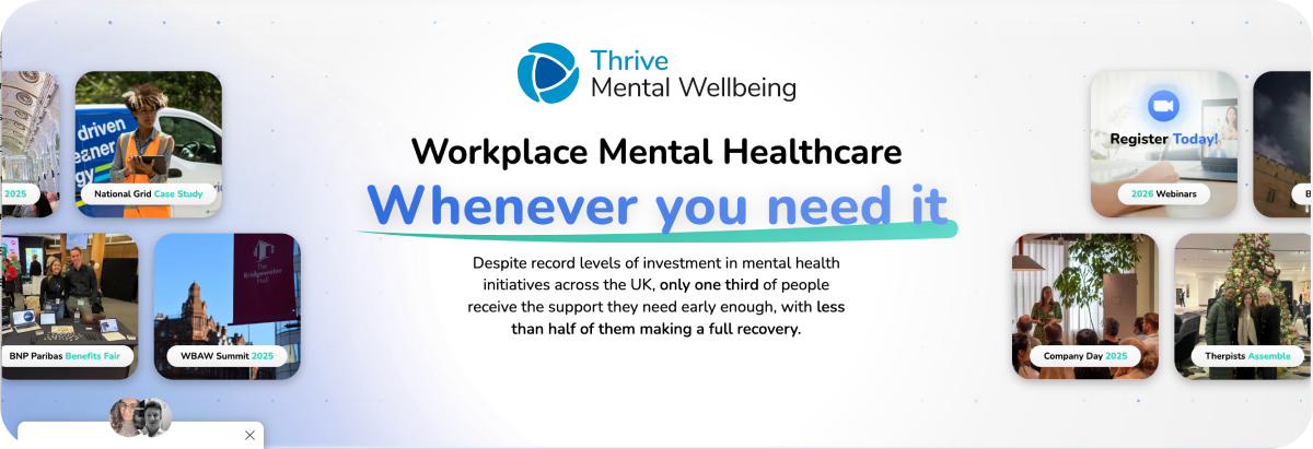 thrive wellbeing is a wellness provider for uk-based employees, and it offers training, toolkits, and prevention resources