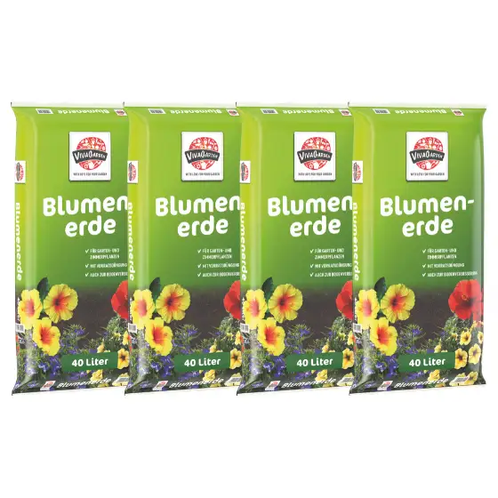 4 x VIVAGARDEN Blumenerde 40 l