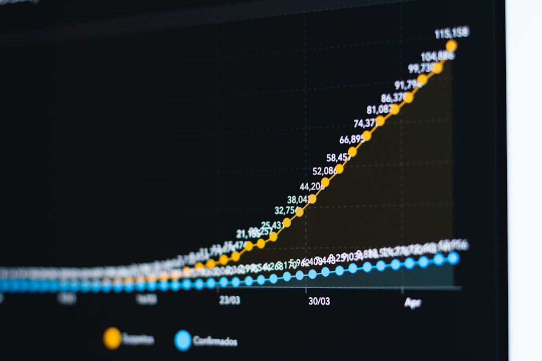 A line graph with rising yellow and flat blue data points on a dark background for "Why Your Small Business Website Needs a Robust Backend: A Non-Technical Guide to Database Architecture"