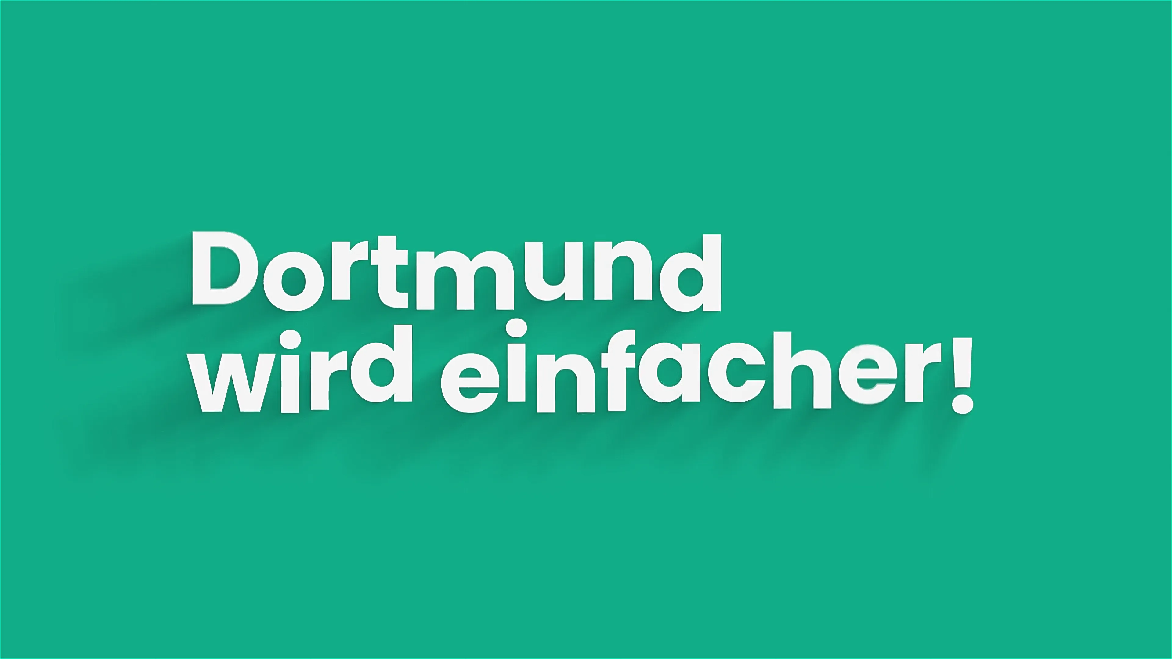 Grüne Grafik mit weißem Schriftzug Dortmund wird einfacher! – modernes Design zur städtischen Digitalisierungskampagne.