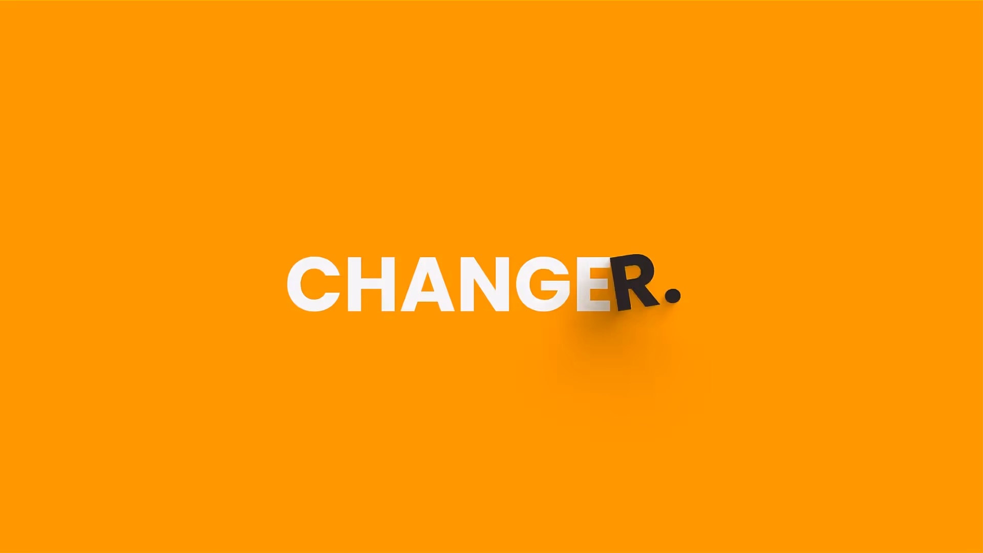 Orangefarbener Hintergrund mit dem Wort ‚CHANGER.‘ in weißer Schrift – Symbol für Wandel, digitale Transformation und Aufbruch in Dortmund.
