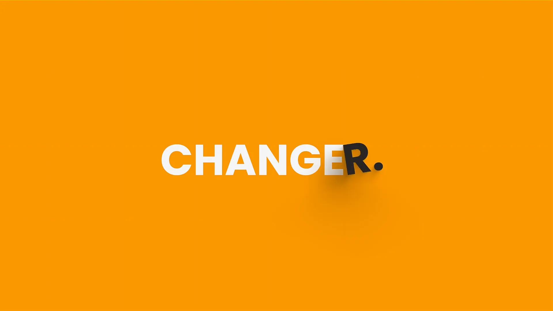 Orangefarbener Hintergrund mit dem Wort ‚CHANGER.‘ in weißer Schrift – Symbol für Wandel, digitale Transformation und Aufbruch in Dortmund.
