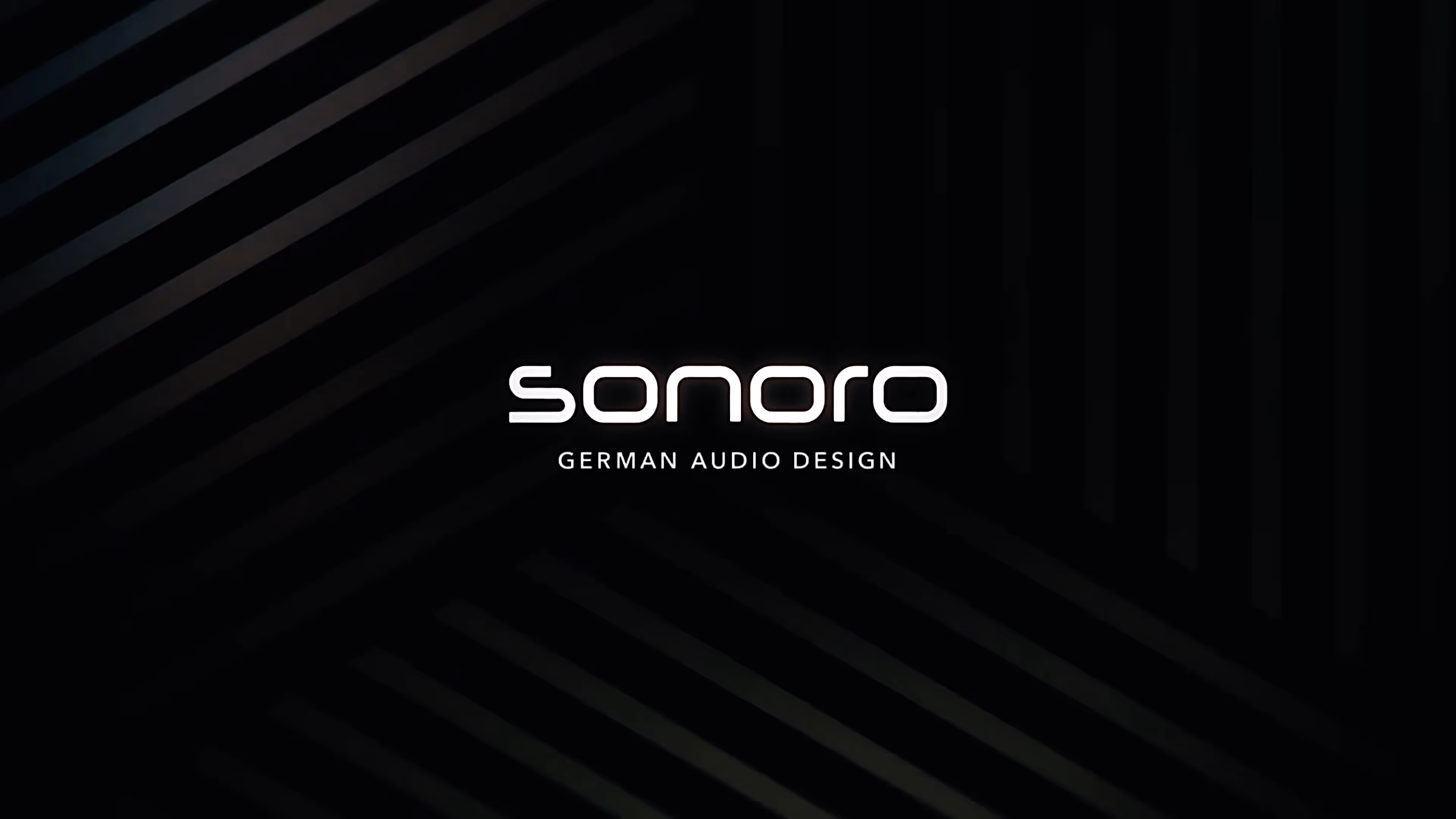 Sonoro Audio Design Logo mit grafischen Linien im 3D Produktvideo.