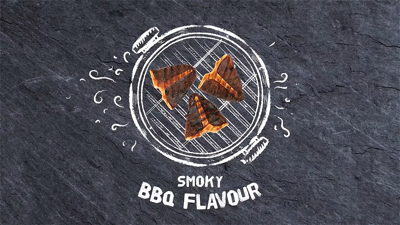 SmartBones Hundesnack BBQ Beef T-Bones mit rauchigem BBQ Geschmack, Illustration Grillrost.
