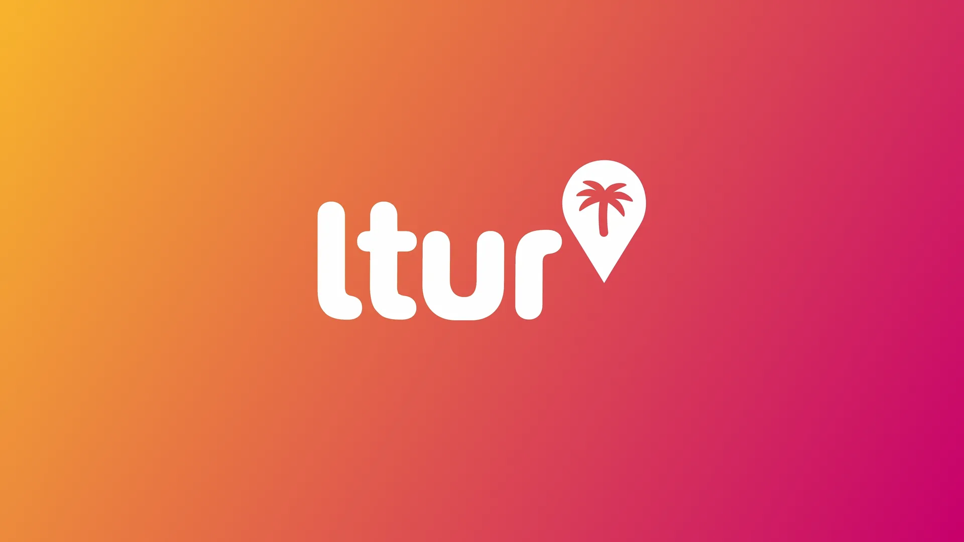 ltur Logo auf orange-rosa Farbverlauf im modernen 2D-Erklärvideo-Stil. Ideal für Werbefilm, Markenanimation oder Social-Media-Kampagne – symbolisiert Urlaub, Sonne und Reiseinspiration mit frischem Design.