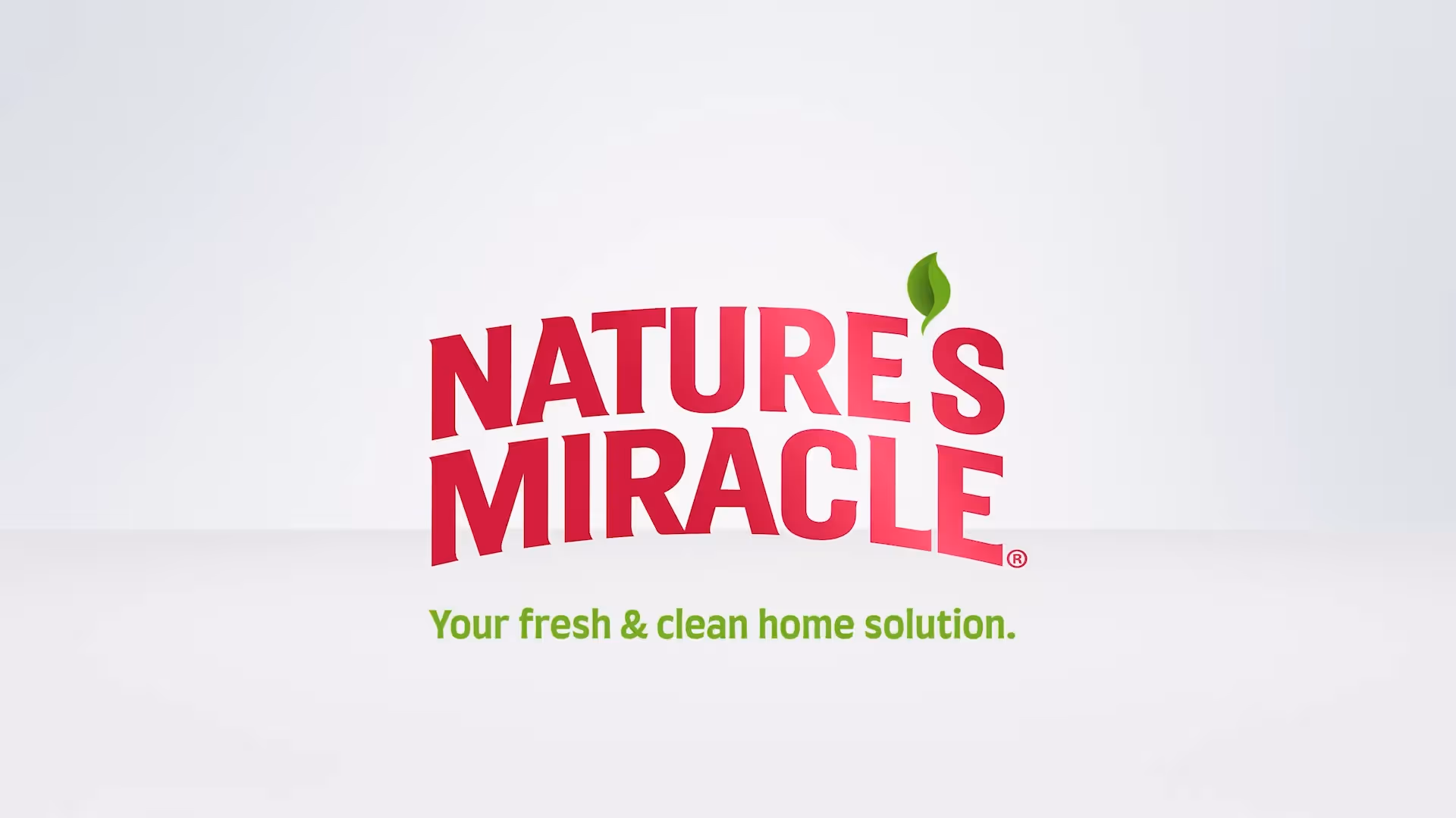 Nature’s Miracle Logo mit grünem Blattelement und Slogan ‚Your fresh & clean home solution.