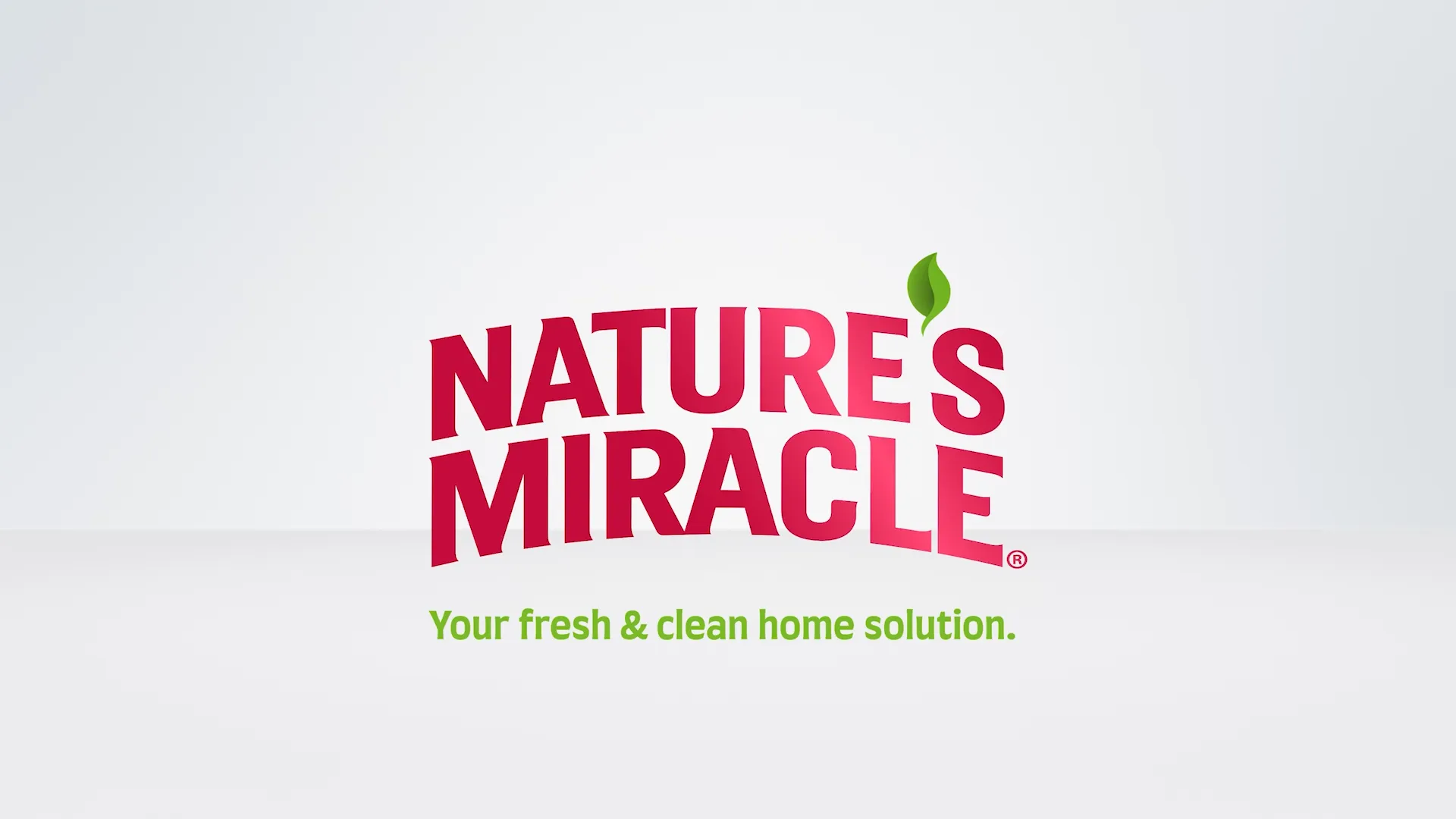 Nature’s Miracle Logo mit grünem Blattelement und Slogan ‚Your fresh & clean home solution.
