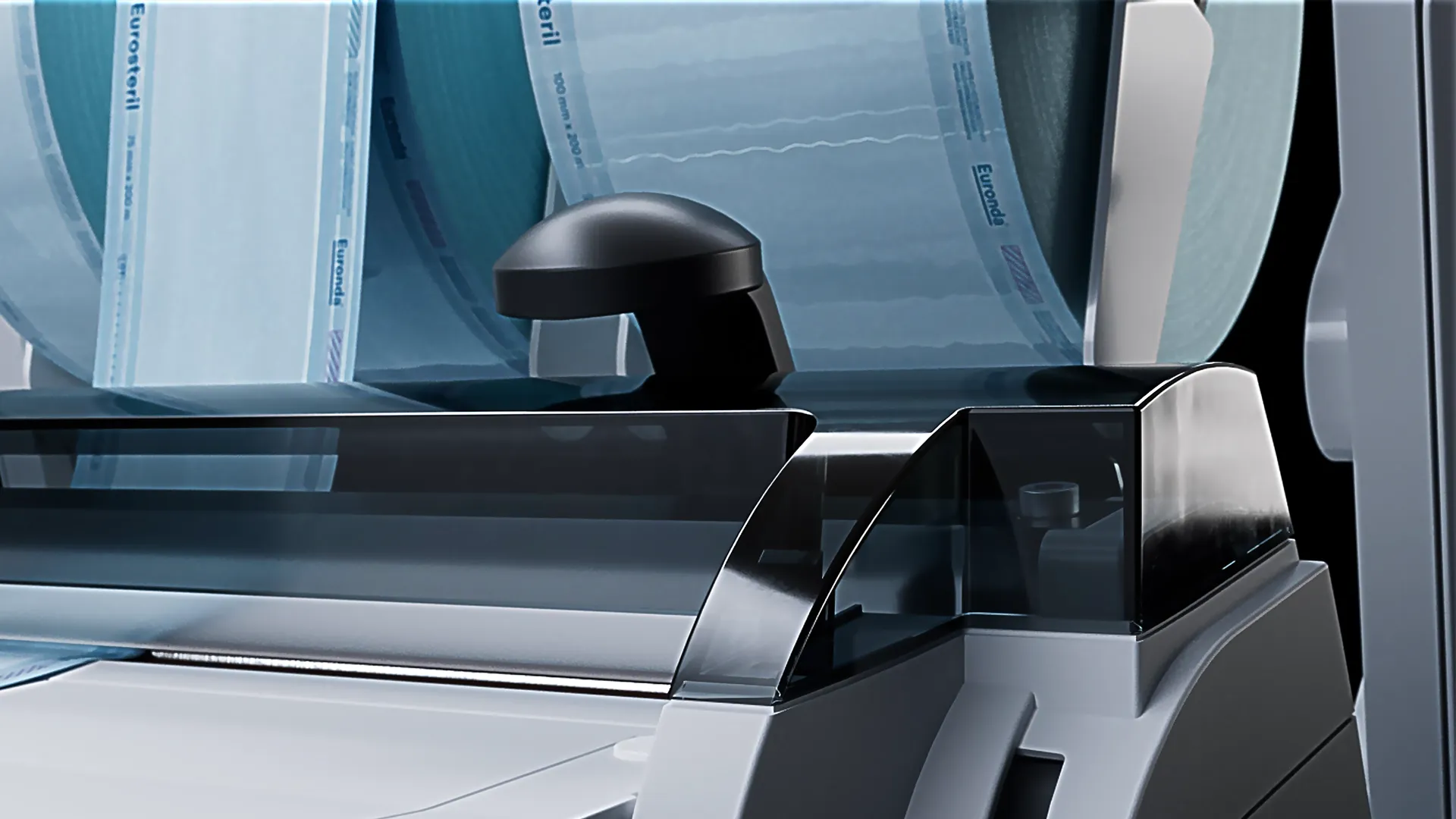 Detailaufnahme aus einer 3D-Animation eines technischen Produkts – Szene aus einem Produktvideo oder Werbefilm, die hochwertige Materialität, Präzision und modernes Industriedesign visuell ansprechend in Szene setzt.