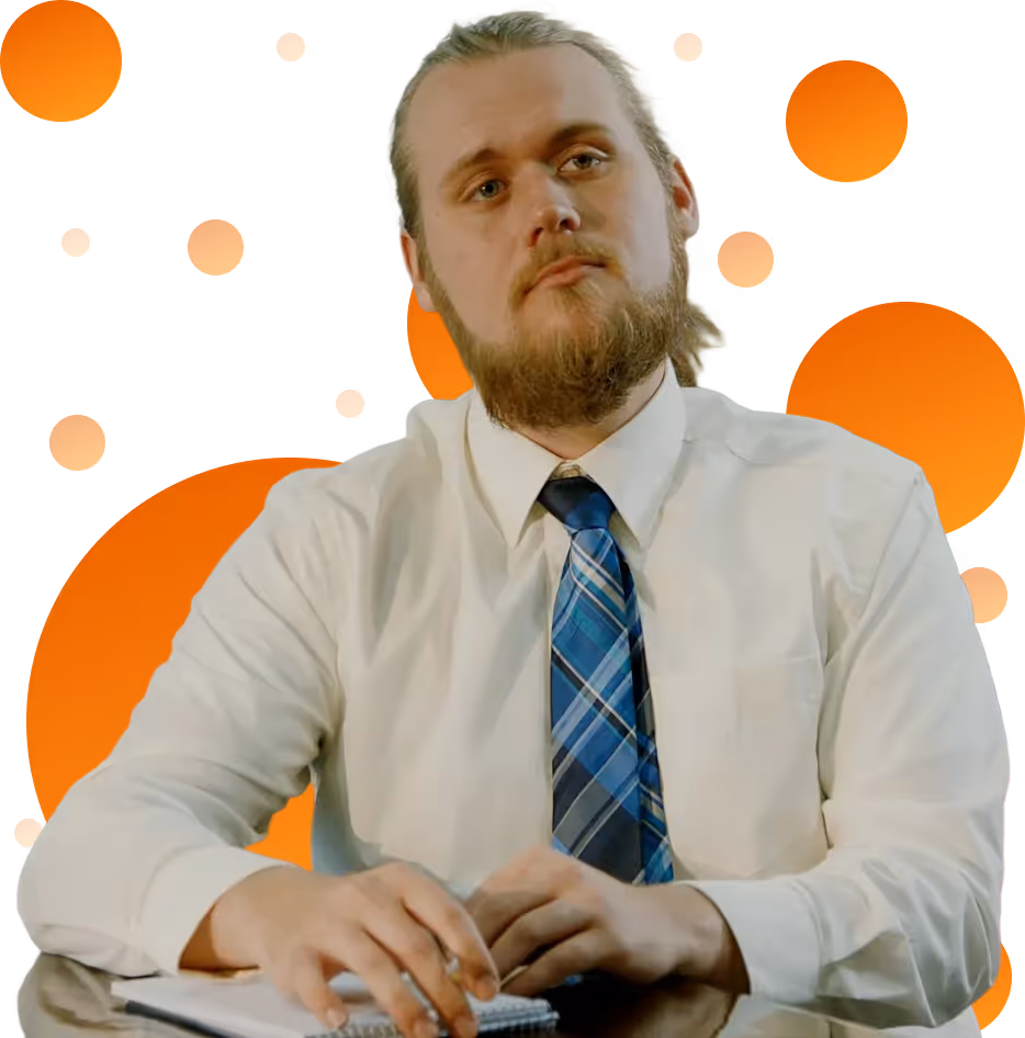 Todd Hostetler dressed up, looking curiously ahead