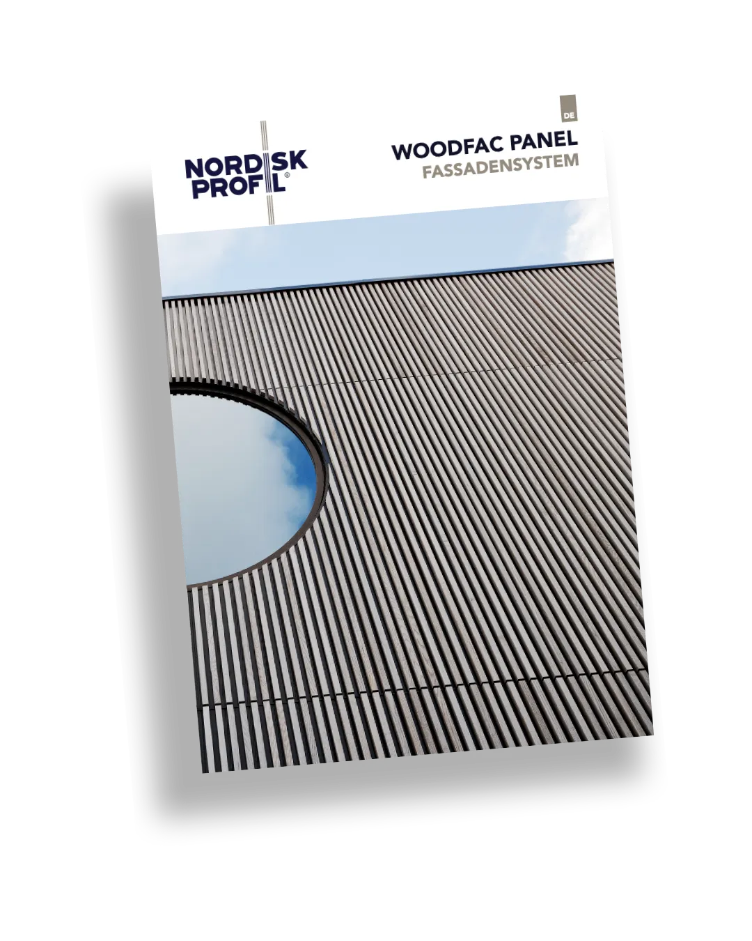 Titelseite der Broschüre Woodfac Panel Fassadensystem