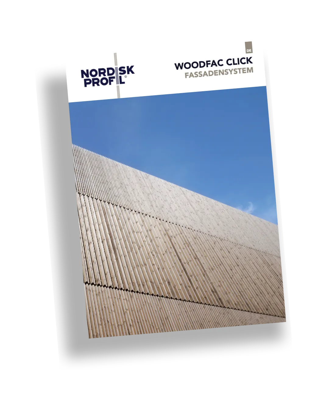 Titelseite der Broschüre Woodfac Click Fassadensystem