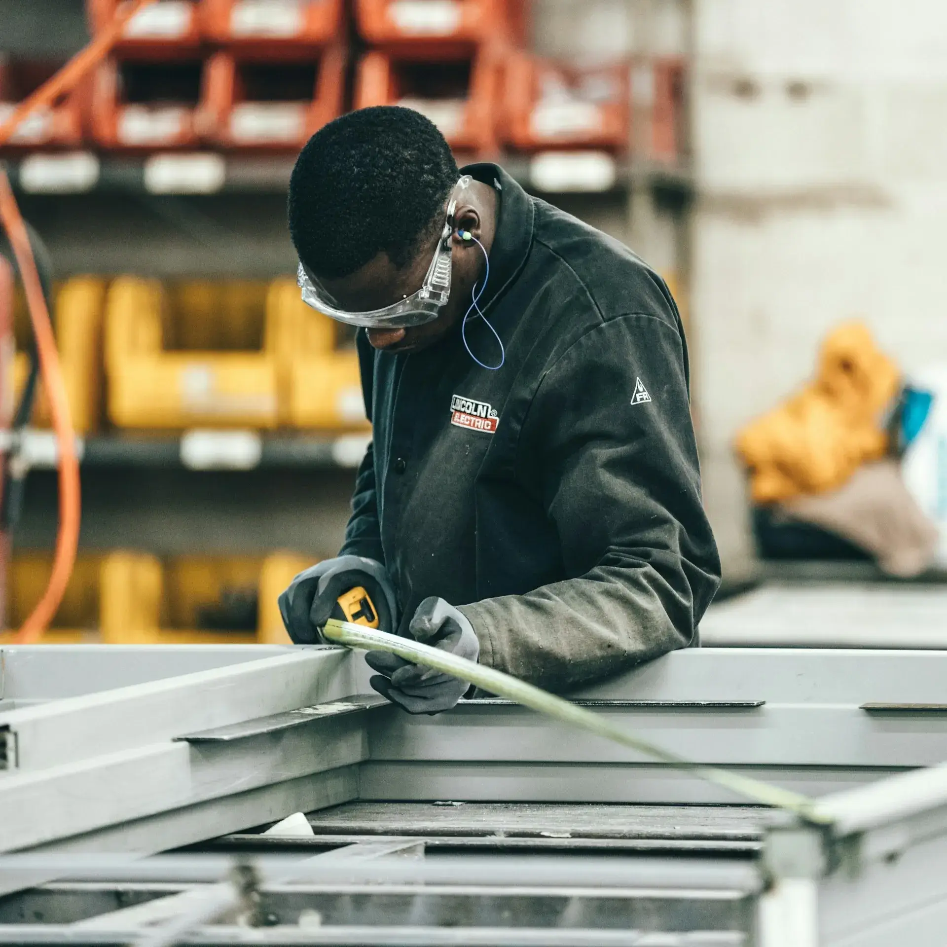Man working a factory