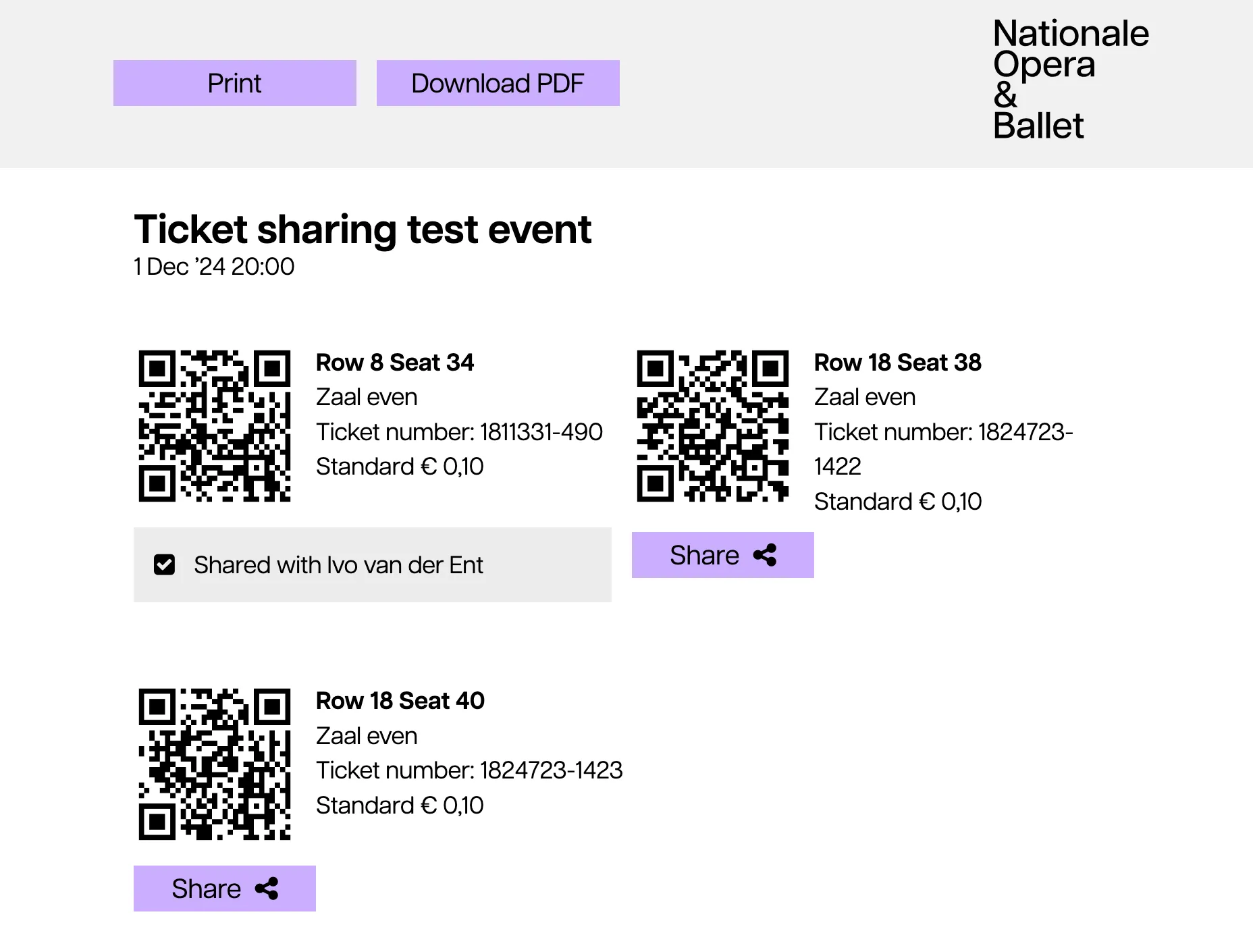 Screenshot showing the ticketing sharing options within CultureSuite's platform