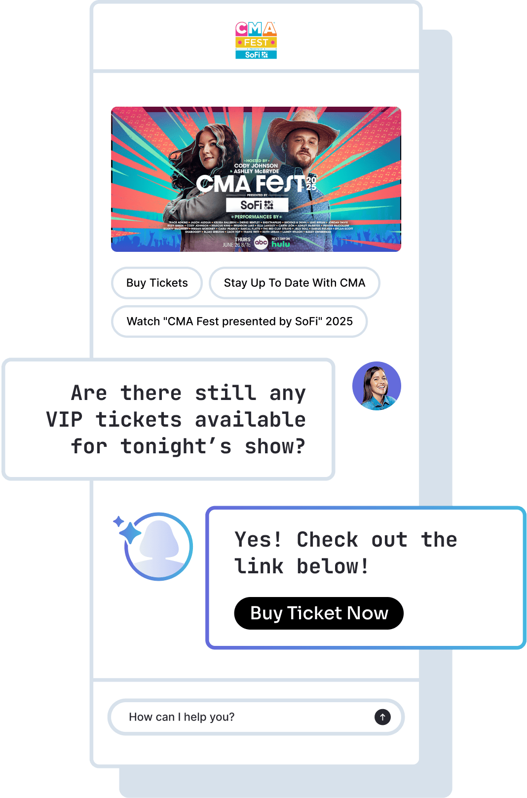 Satisfi Labs' conversational AI in action showing how natural language queries can surface relevant information from the websites of cultural venues.