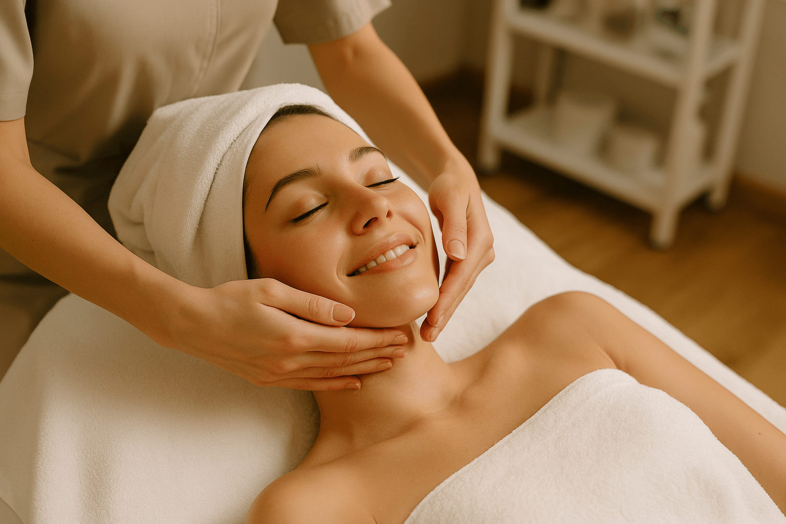 Woman receiving a calming lymphatic facial in the Maitland MedSpa setting