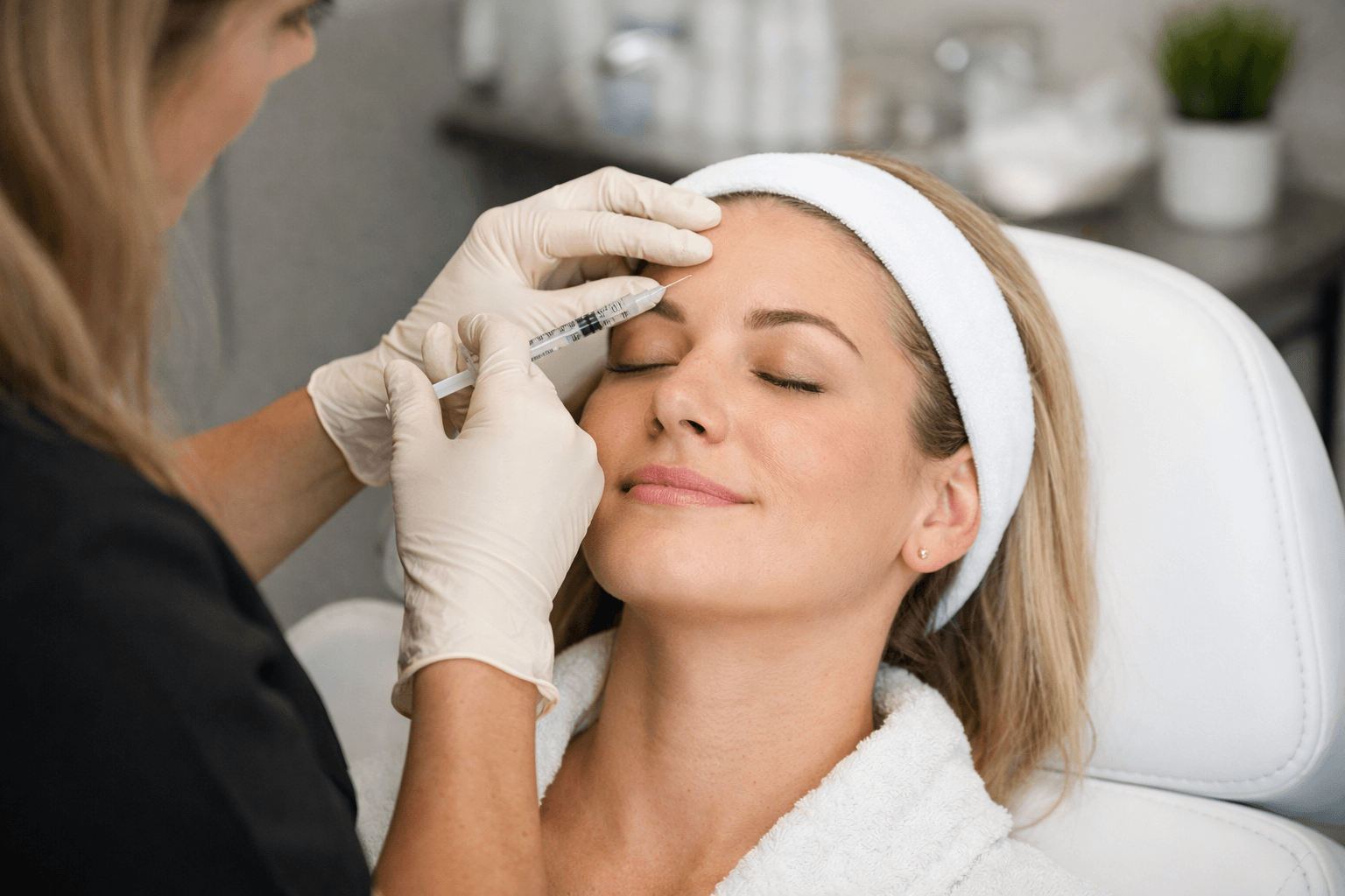 Patient receiving botox Maitland treatment at NAMAESTHETICS in Maitland, Florida for natural wrinkle reduction and facial refinement