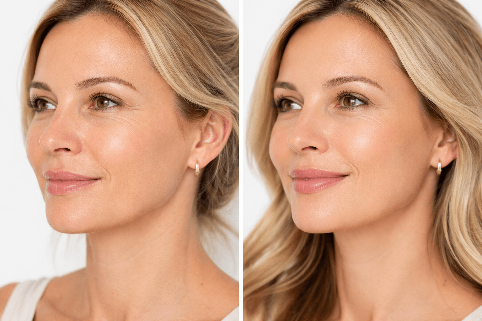 Sculptra before and after facial volume restoration results in Maitland, Florida, showing natural collagen improvement