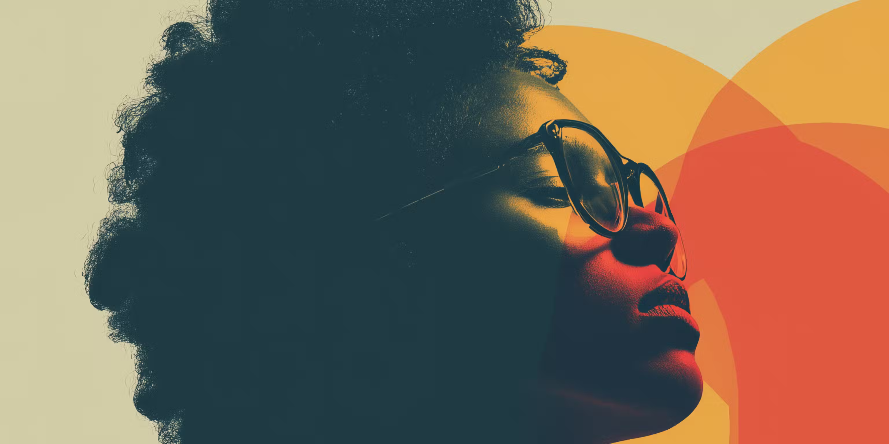 Image of woman against colorful background.