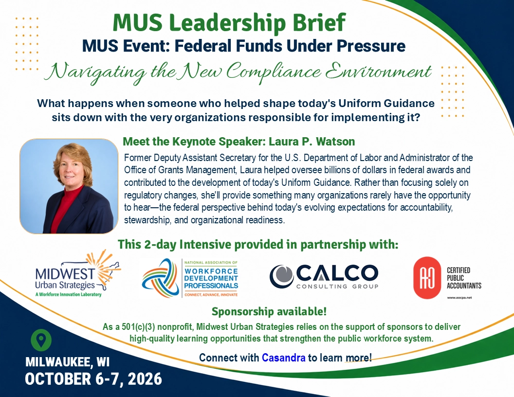 MUS Leadership Brief flyer including photo of Laura P. Watson
