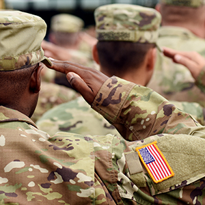Vet saluting
