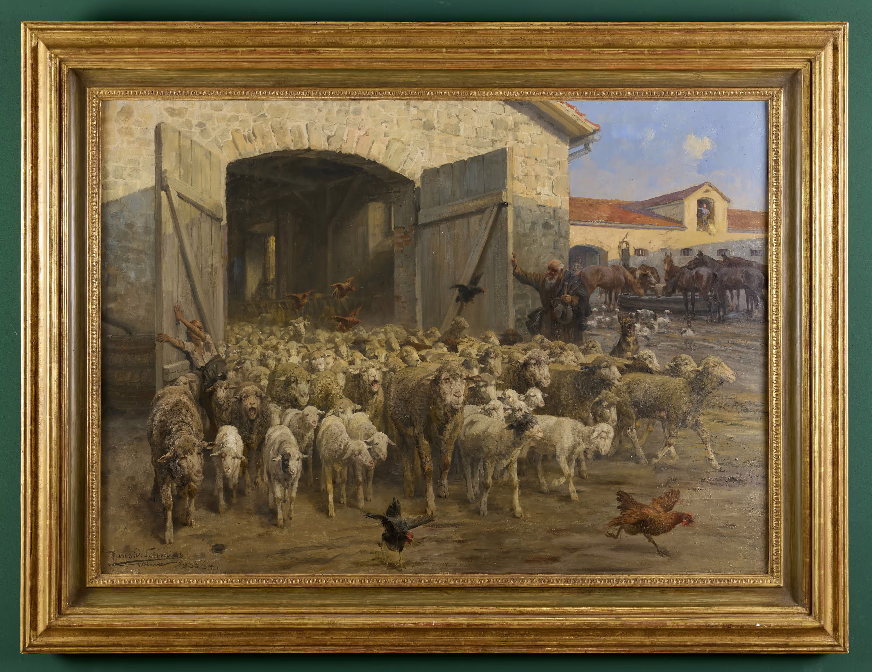 Schafe
auf dem Weg aus dem Stall - Galerie Gronert