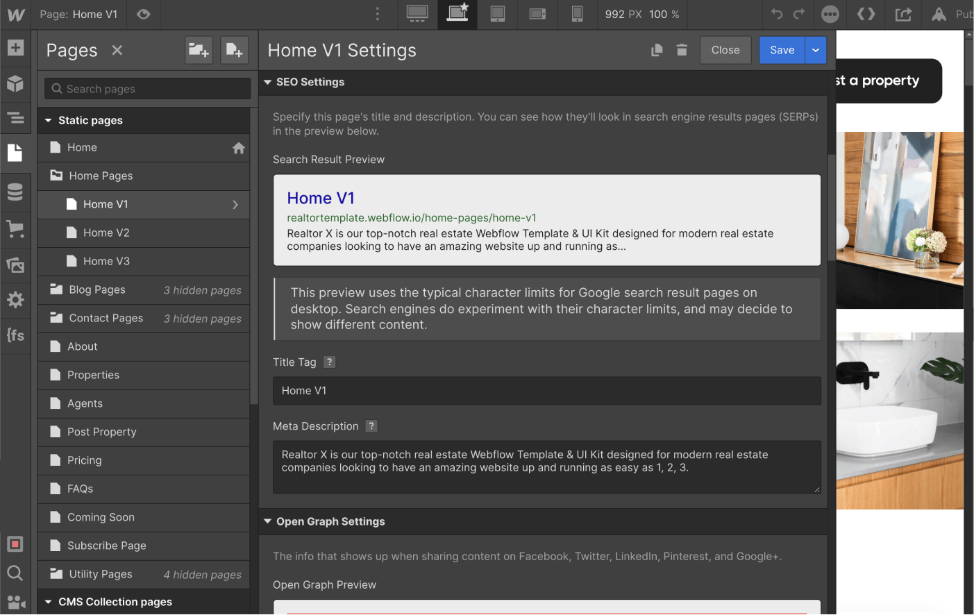 SEO - Realtor X Webflow Template
