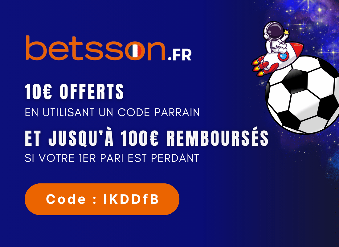 Betsson Parrainage : Recevez 10€ offerts dès votre inscription - code IKDDfB