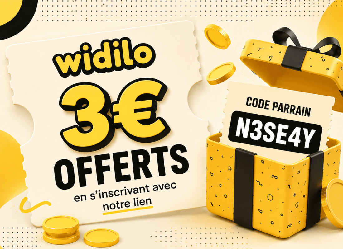 Parrainage Widilo 2026 : 3€ offerts à l'inscription. Et 2€ en parrainant à votre tour !