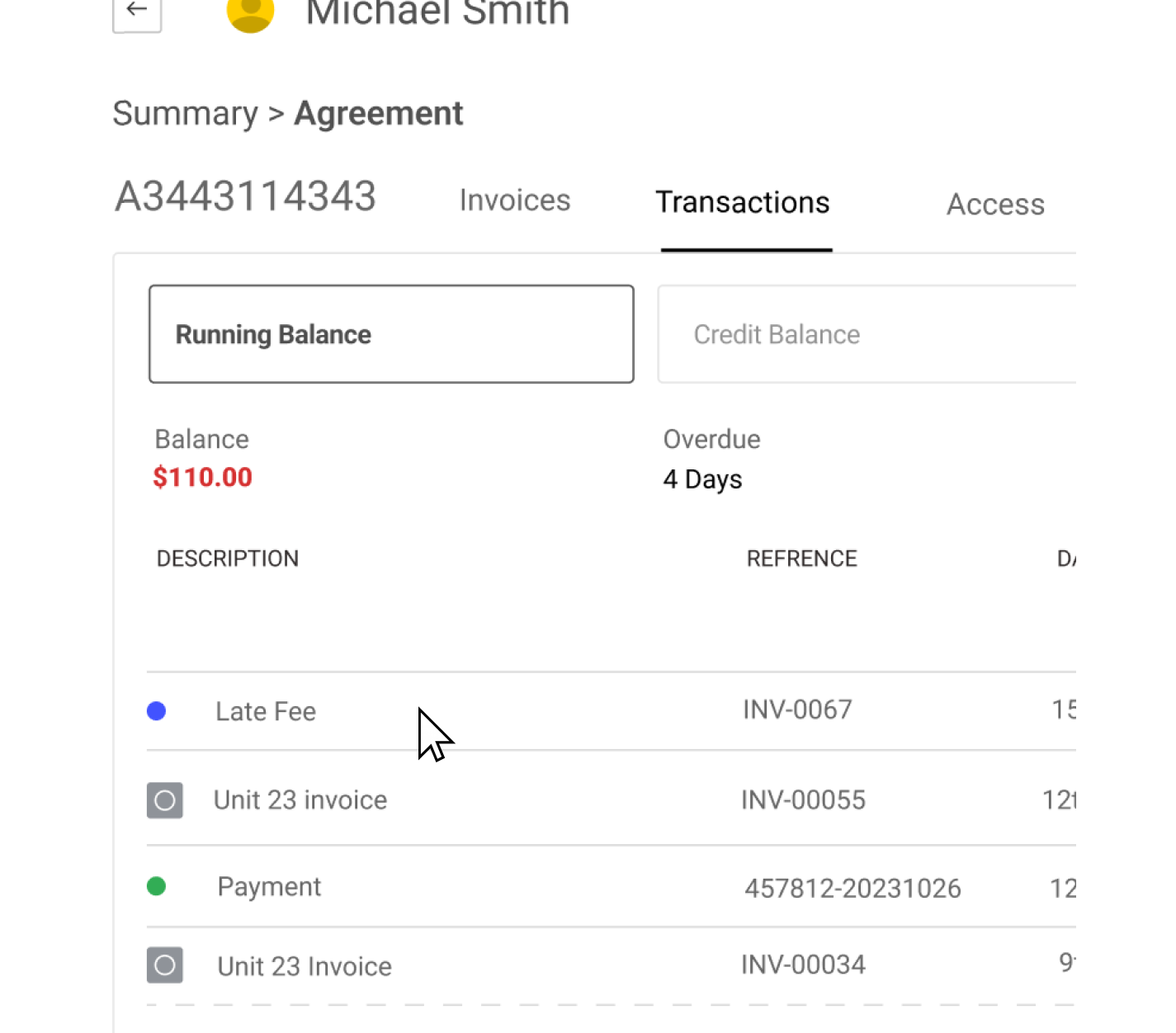 Alyta self-storage software transaction dashboard — track payments, automate invoices, and manage billing in one platform.
