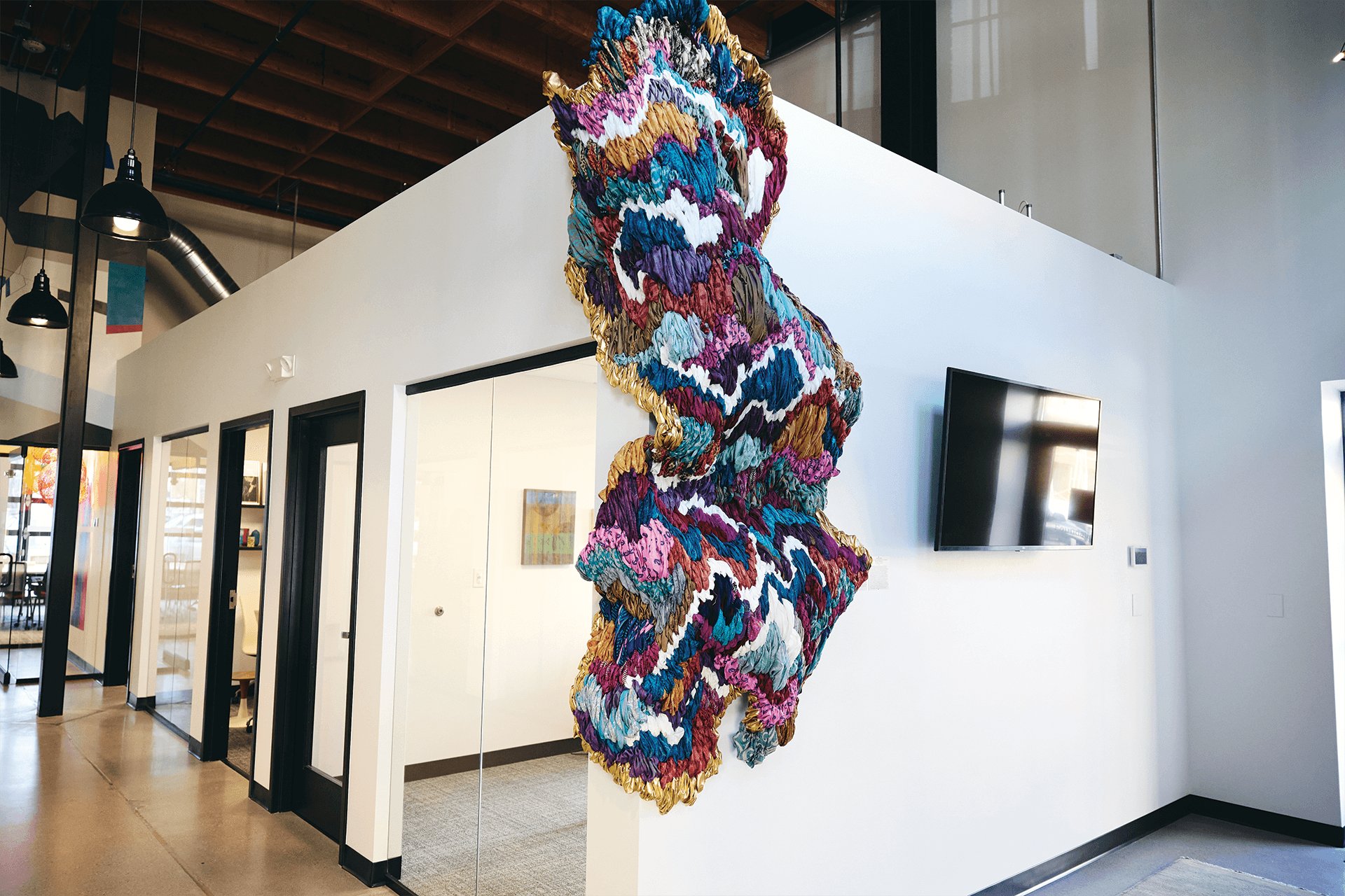 Artwork by Suchitra Mattai installed in the Bonfils-Stanton Foundation office