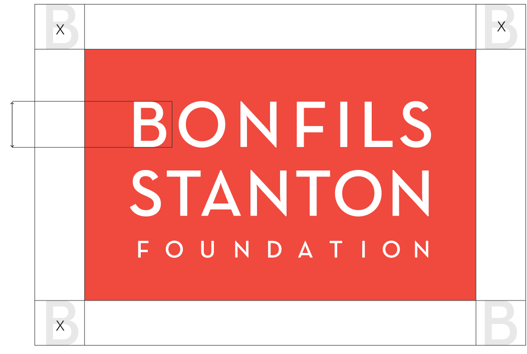 Clearspace diagram showing the minimum clear space around the logo, measured by the height of the Bonfils text