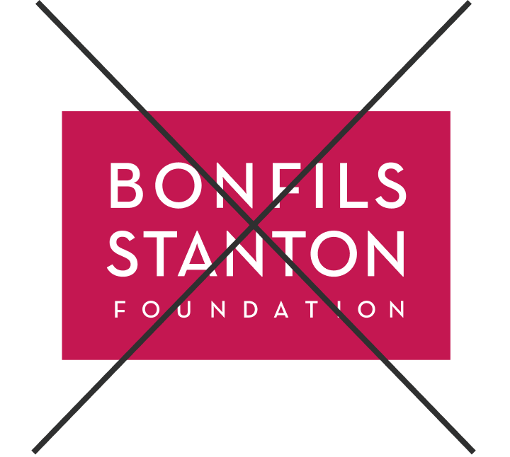 Crossed out example of the logo in unofficial colours